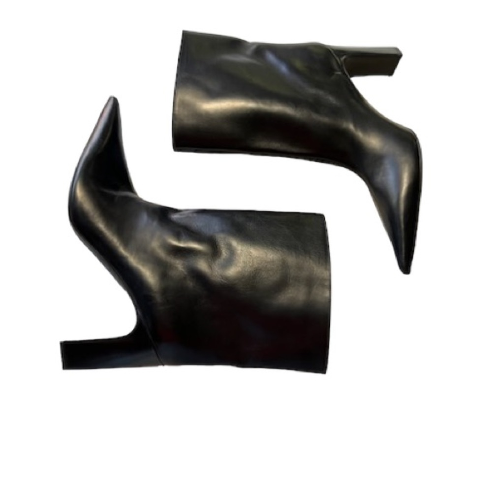 Balenziaga Boots Blade Black Leather Pointed Toe Triangle Heel Women’s Size 9 - Picture 5 of 11